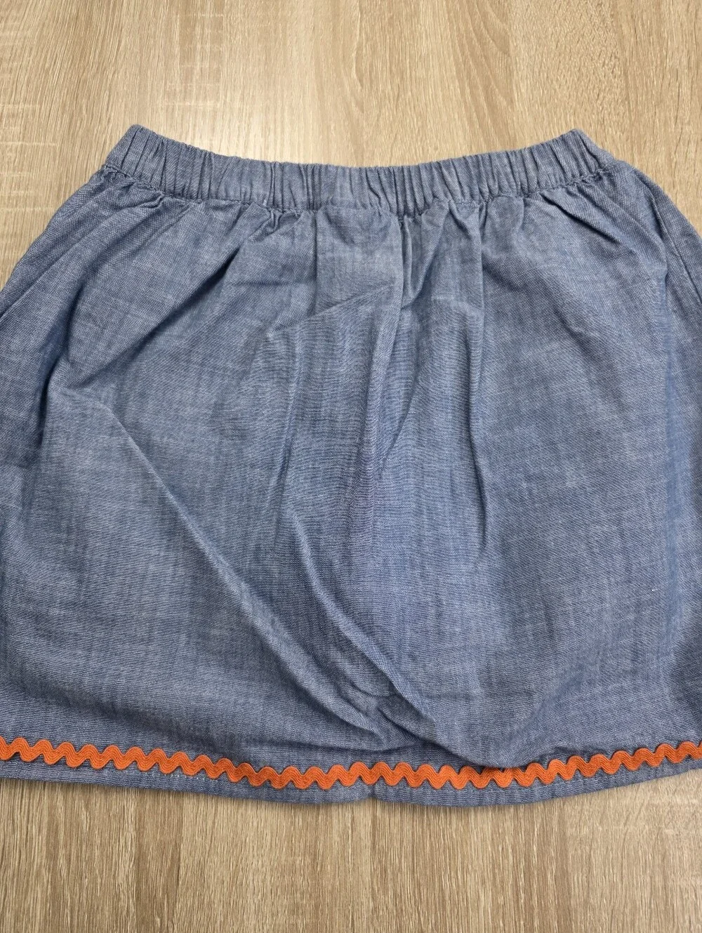 Gymboree Girls Blue Chambray Skort with Orange Pumpkin Appliqués Size 12